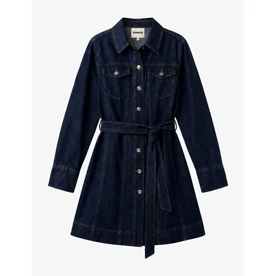 Omnes Womens Vera Cotton Denim Mini Dress Indigo