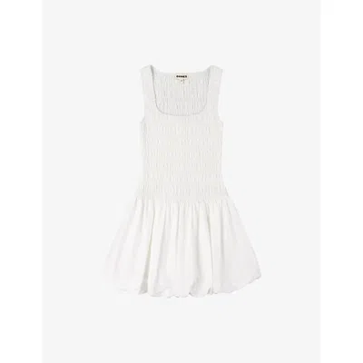 Omnes Womens White Fernanda Puffball-hem Cotton Mini Dress