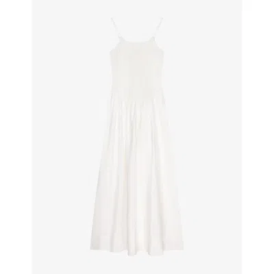 Omnes Womens White Paulina Smocked Cotton-poplin Maxi Dress