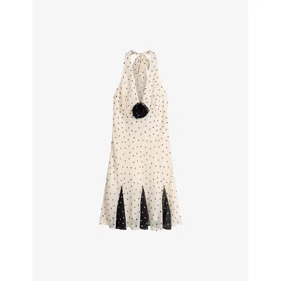 Omnes Womens White Polka Dot Vivi Polka-dot Woven Mini Dress In Neutral