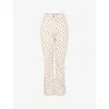 Omnes Womens White Sarah Jane Floral-print Flared-leg High-rise Jeans