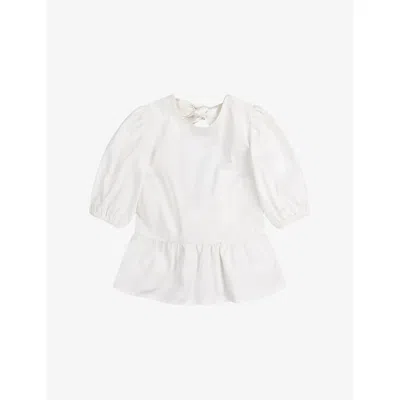 Omnes Womens White Tiana Puff-sleeve Cotton Top