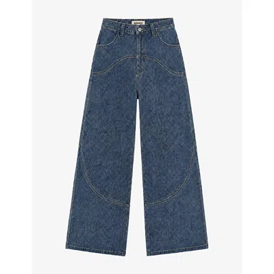 Omnes Womens Zola Barrel-leg Cotton Denim Jeans Light Wash
