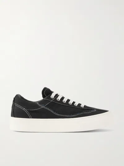 Omni Dellow Leather-trimmed Distressed Drill Sneakers In Black