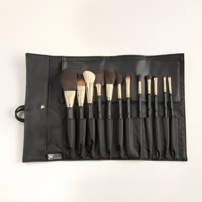 Omnia Brush Pro Gold Ferrule 13pc Wrap Makeup Brush Set In Black