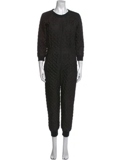 Pre-owned Omo Norma Kamali Crew Neck Jumpsuit In Black