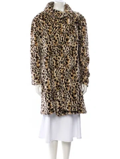 Pre-owned Omo Norma Kamali Faux Fur Animal Print Faux Fur Coat In Multi