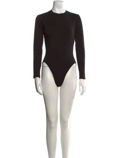 Pre-owned Omo Norma Kamali Vintage Crew Neck Bodysuit In Black