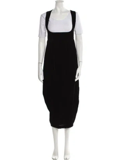 Pre-owned Omo Norma Kamali Vintage Midi Length Pinafore Dress In Black