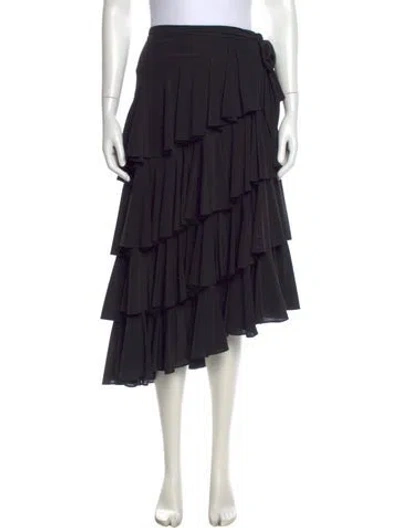 Pre-owned Omo Norma Kamali Vintage Midi Length Skirt In Black