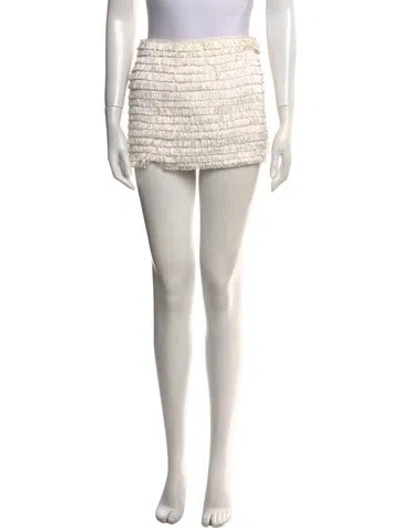 Pre-owned Omo Norma Kamali Vintage Mini Skirt In White