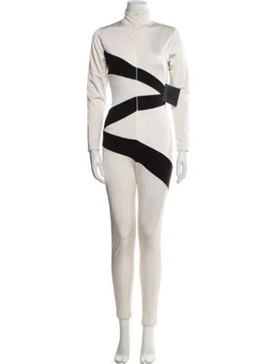 Pre-owned Omo Norma Kamali Vintage Striped Jumpsuit In Neutral