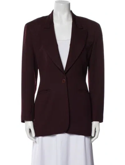 Pre-owned Omo Norma Kamali Vintage Wool Blazer In Burgundy