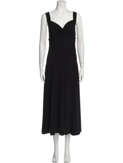 Pre-owned Omo Norma Kamali V-neck Long Dress In Black
