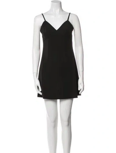 Pre-owned Omo Norma Kamali V-neck Mini Dress In Black