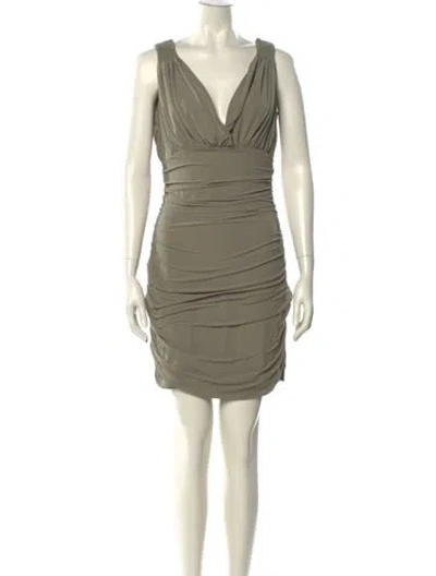 Pre-owned Omo Norma Kamali V-neck Mini Dress In Green