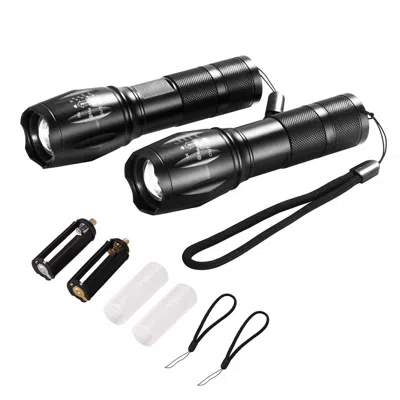 O-moshon 2 Pack Flashlights Torch, 2000 High Lumens 5 Modes Adjustable Focus Flashlight, Ip44 Led Waterproof  In Black
