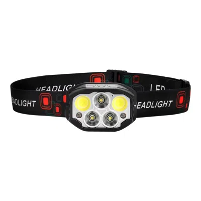 O-moshon 2 Pack Headlamps, Bright Led Rechargeable Headlight, Lightweight Head Flashlight With 12 Lighting Mo In Black