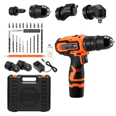 O-moshon Cordless Drill Driver, 5-in-1, Metal Chuck, Dual-speed Variable, Drill Driver Kit With 2 Lithium Bat In Black