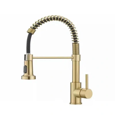 O-moshon Kitchen Faucet With Pull Down Sprayer Industrial 1 Handle 1 Hole Or 3 Hole Faucet For Farmhouse Camp In Gold