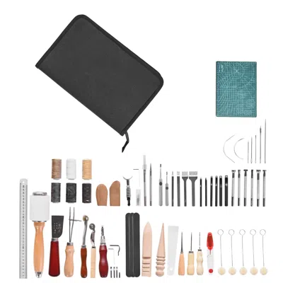 O-moshon Leather Working Tools Kit, 59 Pcs Leather Craft Tools With Portable Canvas Storage Bag, Engraving Pu In Multi