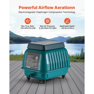 O-moshon Linear Air Pump, 1110 Gph Air Flow, Septic Aerator Pump, Aeration System For 10 Ft Deep Ponds, Fit F In Blue