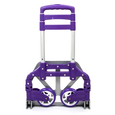 O-moshon Portable Aluminium Cart Folding Dolly Push Truck Hand Collapsible Trolley Luggage Purple