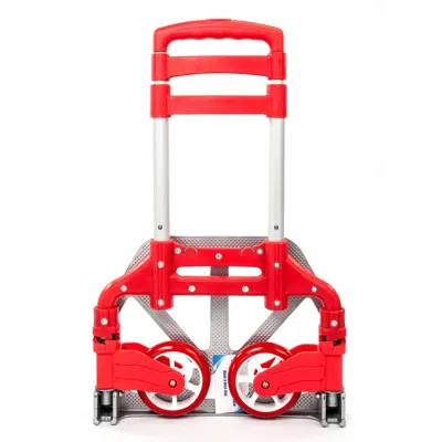 O-moshon Portable Aluminium Cart Folding Dolly Push Truck Hand Collapsible Trolley Luggage Purple In Red
