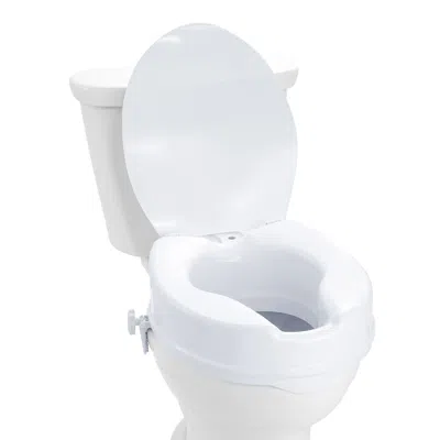 O-moshon Raised Toilet Seat, 4" Height Raised, 300 Lbs Weight Capacity, Universal Toilet Seat Riser, Screw Ro In White