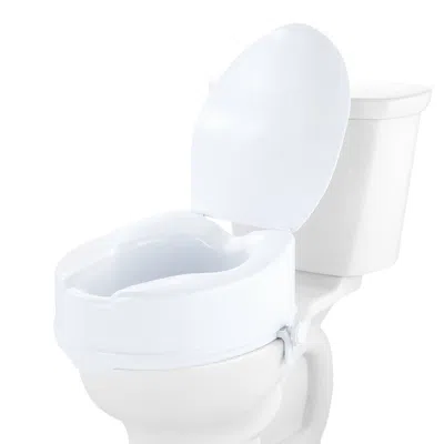 O-moshon Raised Toilet Seat, 6" Height Raised, 300 Lbs Weight Capacity, Universal Toilet Seat Riser, Screw Ro In White