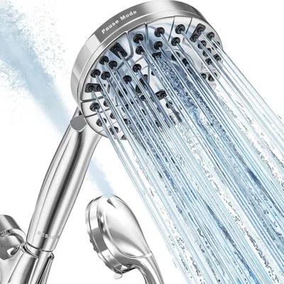 O-moshon Shower Head,10 Functions High Pressure Shower Head With Handheld, Built-in Pause Mode Power Wash, No In Silver