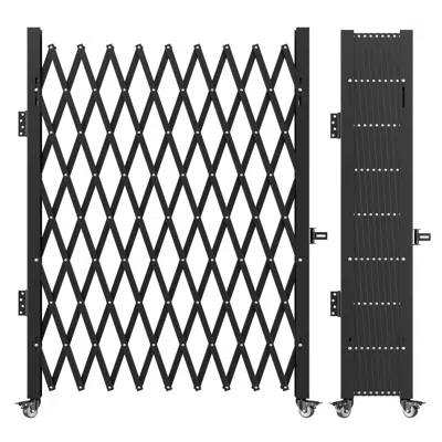 O-moshon Single Folding Security Gate, 7.25 Ft H X 7.8 Ft W Folding Door Gate, Steel Accordion Security Gate, In Black