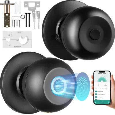 O-moshon Smart Door Knob, Biometric Door Lock Bluetooth Smart Lock, Fingerprint Smart Lock With App Control,  In Black