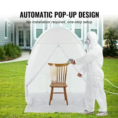 O-moshon Spray Paint Shelter, 60 X 60 X 70 In Pop-up Portable Spray Paint Tent With Built-in Floor, Exhaust W In White