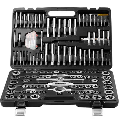 O-moshon Tap And Die Set, 116-piece Include Metric And Sae Size, Bearing Steel Taps And Dies, Essential Threa In Black