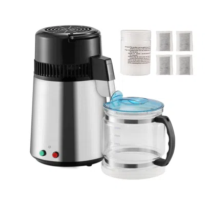O-moshon Water Distiller, 4l 1.05 Gallon Pure Water Purifier Filter For Home Countertop, 750w Distilled Water In Silver