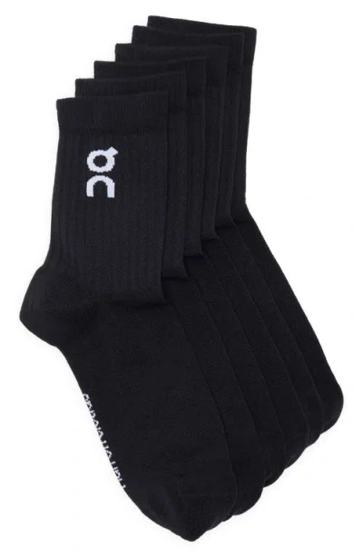 On 3-pack Logo Organic Cott Quarter Socks In Black