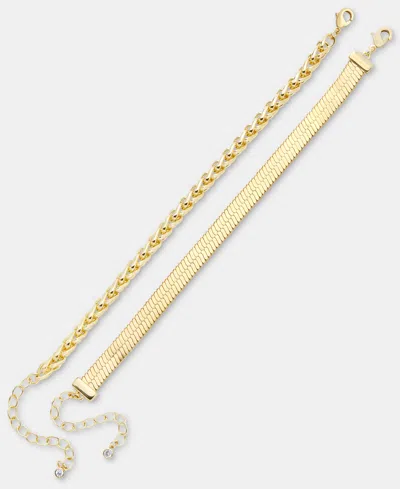 On 34th 2-pc. Set Mixed Chain Flex Bracelet, Macy's Exclusive In Gold