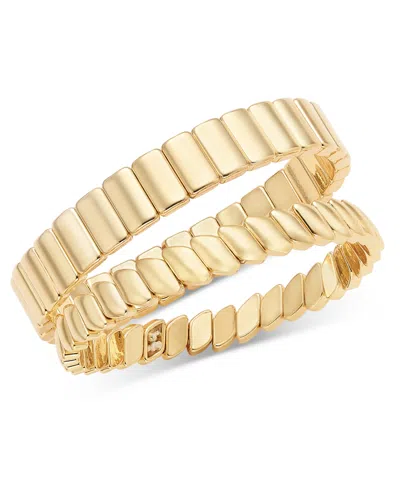 On 34th 2-pc. Set Rectangle Link Stretch Bracelets, Created For Macy's In Gold