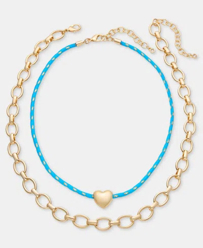 On 34th 2-pc. Set Heart Cord Pendant Necklace & Chain Collar Necklace, Macy's Exclusive In Gold