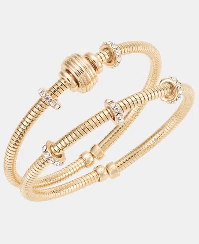 On 34th 2-pc. Set Pave Beaded Bangle Bracelets, Macy's Exclusive In Gold