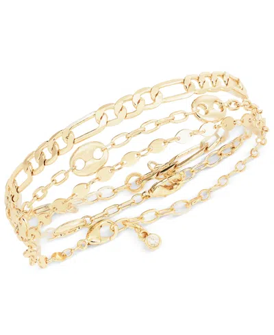 On 34th 3-pc. Set Mariner & Chain Link Bracelets, Created For Macy's In Gold