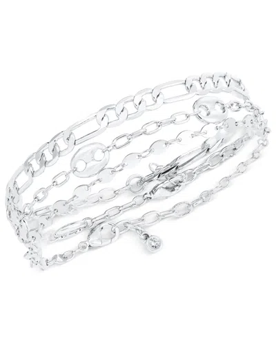 On 34th 3-pc. Set Mariner & Chain Link Bracelets, Created For Macy's In Metallic