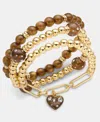 On 34th 3-pc. Set Pave Heart Charm Beaded Stretch Bracelets, Macy's Exclusive In Gold