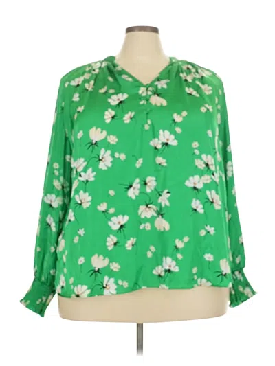 Pre-owned On 34th 3/4 Sleeve Blouse In Green