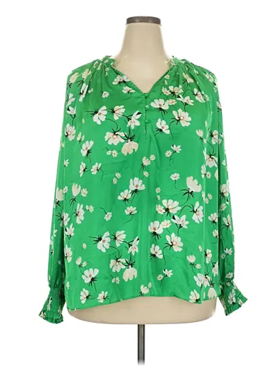 Pre-owned On 34th 3/4 Sleeve Blouse In Green