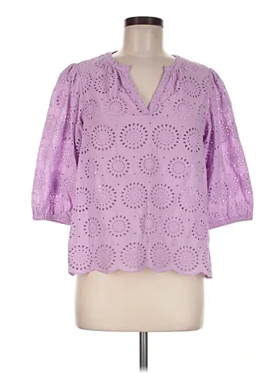 Pre-owned On 34th 3/4 Sleeve Blouse In Purple