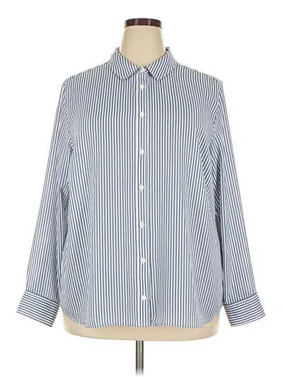 Pre-owned On 34th 3/4 Sleeve Button Down Shirt In Blue