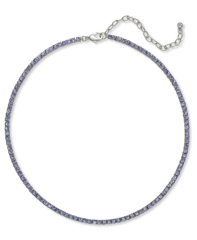 On 34th 3mm Crystal Station All-around Tennis Necklace, 15" + 2" Extender, Created For Macy's In Purple
