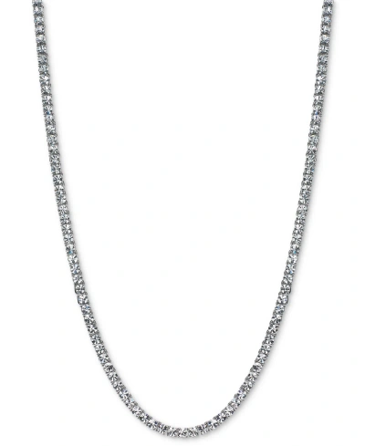 On 34th 3mm Crystal Station All-around Tennis Necklace, 15" + 3" Extender, Created For Macy's In Silver